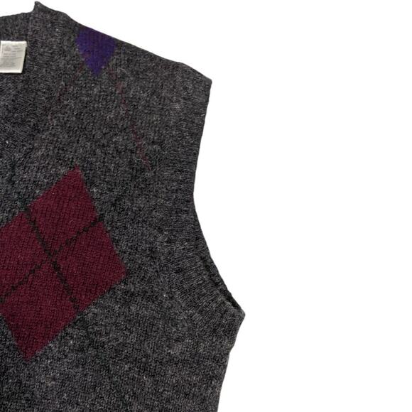 Vtg Brian MacNeil Shetland Wool Argyle Sweater Preppy Academia Grandpa Vest L - Picture 5 of 9